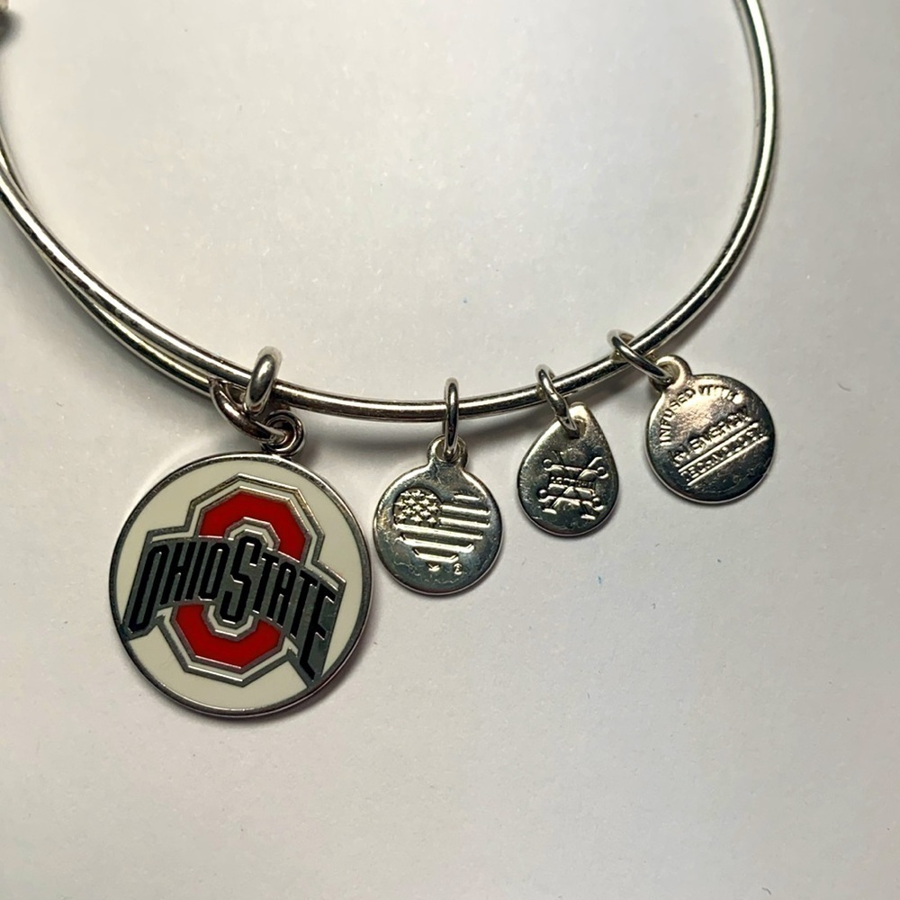 Alex And Ani The Ohio University Buckeyes Color Enamel Red White Silver Bracelet